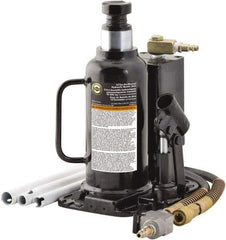 Omega Lift Equipment - 12 Ton Capacity Hydraulic Bottle Jack - 9-1/2" to 18-1/2" High, 9" Piston Stroke, 6-1/4" Long x 7-7/8" Wide Base - USA Tool & Supply
