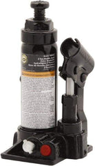 Omega Lift Equipment - 2 Ton Capacity Hydraulic Bottle Jack - 7-1/4" to 13-3/4" High, 6-1/2" Piston Stroke, 2" Screw Length, 3-5/8" Long x 3-7/8" Wide Base - USA Tool & Supply