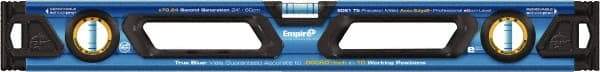 Empire Level - Magnetic 24" Long 3 Vial Box Beam Level - Metal, Blue, 1 Level & 2 Plumb Vials - USA Tool & Supply