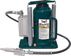 Safeguard - 20 Ton Capacity Air-Actuated Bottle Jack - 10-1/2" to 20-1/2" High, 6.77" Piston Stroke, 1.42" Screw Diam, 2.2" Plunger Diam, 7" Long x 9-1/2" Wide Base - USA Tool & Supply