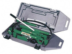 Safeguard - 16 Piece Automotive Collision Repair Kit - Pump, Ram, 1/2 Ton Spreader, Extention Tubes, Ram Toe, Plunger Toe, Wedge Head, V-Base, Adapters, Serrated Saddle - USA Tool & Supply
