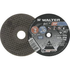 WALTER Surface Technologies - 4" 24 Grit Aluminum Oxide Cutoff Wheel - 1/8" Thick, 3/8" Arbor, 15,300 Max RPM, Use with Die Grinders - USA Tool & Supply