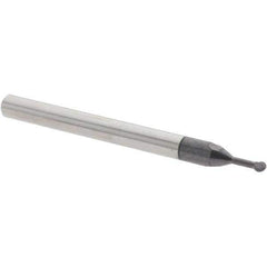 Accupro - 1/16" Diam, 0.053" LOC, 2 Flute Solid Carbide Ball End Mill - nACo Finish, Single End, 1-1/2" OAL, 1/8" Shank Diam, Undercutting - USA Tool & Supply