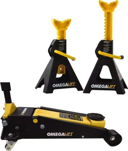 Omega Lift Equipment - 2.5 Ton Capacity Service Floor Jack - 5-3/8 to 19-7/8" High - USA Tool & Supply