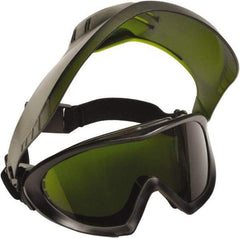 PYRAMEX - Size Universal, Green Polycarbonate Anti-Fog & Scratch Resistant Lens, Goggles with Face Shield - Indirect Vent, Black PVC/Polycarbonate Frame, Over the Glass Style - USA Tool & Supply