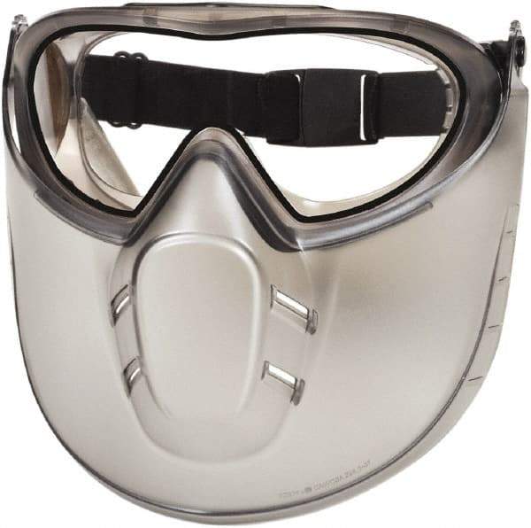 PYRAMEX - Size Universal, Clear Polycarbonate Anti-Fog & Scratch Resistant Lens, Goggles with Face Shield - Indirect Vent, Black PVC/Polycarbonate Frame, Over the Glass Style - USA Tool & Supply