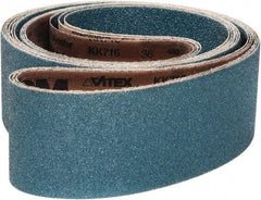 VSM - 2" Wide x 72" OAL, 36 Grit, Zirconia Alumina Abrasive Belt - Zirconia Alumina, Coarse, Coated, X Weighted Cloth Backing, Wet/Dry, Series ZK713X - USA Tool & Supply