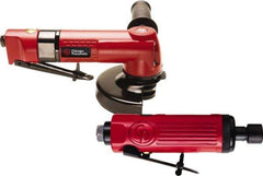 Chicago Pneumatic - 4-1/2" Wheel Diam, 12,000 RPM, Pneumatic Angle & Disc Grinder - 29.7 CFM, Front Exhaust - USA Tool & Supply