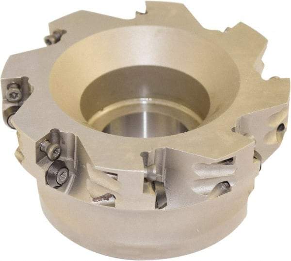 Millstar - 8 Inserts, 100mm Cutter Diam, 1.5mm Max Depth of Cut, Indexable High-Feed Face Mill - 32mm Arbor Hole Diam, 50mm High, HFA Toolholder, HFCI-1204 Inserts, Series HFA - USA Tool & Supply
