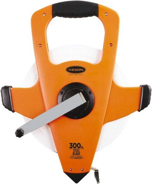 Keson - 300' x 3/8" Tape Measure - 1/10 & 1/100" Graduation - USA Tool & Supply
