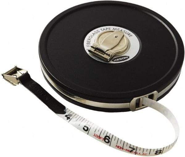 Keson - 100' x 1/2" Tape Measure - 1/8" Graduation - USA Tool & Supply