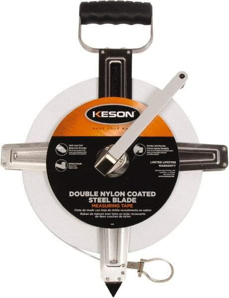 Keson - 300' x 3/8" Tape Measure - 1/10 & 1/100" Graduation - USA Tool & Supply