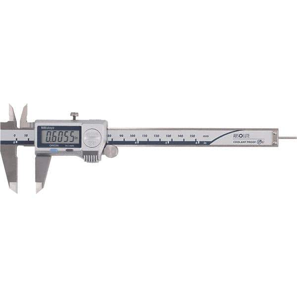 Mitutoyo - 0 to 6" Range 0.01mm Resolution, Electronic Caliper - Steel with 40mm Metal Jaws, 0.001" Accuracy - USA Tool & Supply