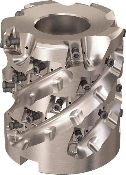 Seco - 30 Inserts, 3.1496" Cut Diam, 1.26" Arbor Diam, 69mm Max Depth of Cut, Indexable Square-Shoulder Face Mill - 90° Lead Angle, 3.5433" High, LOEX-12 Insert Compatibility, Through Coolant, Series Square T4-12 - USA Tool & Supply
