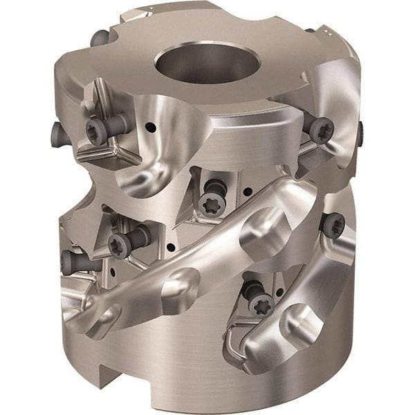 Seco - 16 Inserts, 2.4803" Cut Diam, 1.06" Arbor Diam, 46mm Max Depth of Cut, Indexable Square-Shoulder Face Mill - 90° Lead Angle, 2.5591" High, LOEX-12 Insert Compatibility, Through Coolant, Series Square T4-12 - USA Tool & Supply