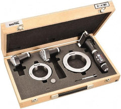 Starrett - 50 to 100mm, 100mm Gage Depth, 0.001mm Resolution, Friction Thimble, IP65 Electronic Inside Hole Micrometer Set - Accurate to 0.005mm, 1 Head, 3 Anvils, 2 Setting Rings, Data Output, Instant Inch/Millimeter Conversion - USA Tool & Supply