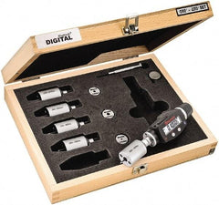 Starrett - 2 to 6mm, 18mm Gage Depth, 0.001mm Resolution, Friction Thimble, IP65 Electronic Inside Hole Micrometer Set - Accurate to 0.004mm, 1 Head, 5 Anvils, 3 Setting Rings, Data Output, Instant Inch/Millimeter Conversion - USA Tool & Supply