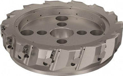 Seco - 14 Inserts, 315mm Cut Diam, 60mm Arbor Diam, 25mm Max Depth of Cut, Indexable Square-Shoulder Face Mill - 90° Lead Angle, 80mm High, ABEX 26.. Insert Compatibility, Through Coolant, Series R220.96 - USA Tool & Supply