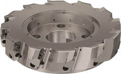 Seco - 12 Inserts, 250mm Cut Diam, 60mm Arbor Diam, 25mm Max Depth of Cut, Indexable Square-Shoulder Face Mill - 90° Lead Angle, 63mm High, ABEX 26.. Insert Compatibility, Through Coolant, Series R220.96 - USA Tool & Supply