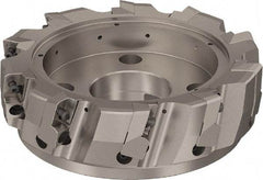 Seco - 10 Inserts, 200mm Cut Diam, 60mm Arbor Diam, 25mm Max Depth of Cut, Indexable Square-Shoulder Face Mill - 90° Lead Angle, 63mm High, ABEX 26.. Insert Compatibility, Through Coolant, Series R220.96 - USA Tool & Supply