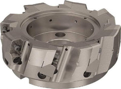 Seco - 8 Inserts, 160mm Cut Diam, 40mm Arbor Diam, 25mm Max Depth of Cut, Indexable Square-Shoulder Face Mill - 90° Lead Angle, 63mm High, ABEX 26.. Insert Compatibility, Through Coolant, Series R220.96 - USA Tool & Supply