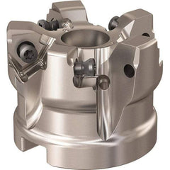 Seco - 5 Inserts, 52mm Cut Diam, 22mm Arbor Diam, 7.5mm Max Depth of Cut, Indexable Square-Shoulder Face Mill - 90° Lead Angle, 40mm High, XNEX 08 Insert Compatibility, Through Coolant, Series R220.96 - USA Tool & Supply