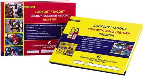 NMC - 12" Long, Paper Lockout/Tagout Registers - Compatible with Lockout Devices, Inlcudes 2 Lockout Registers - USA Tool & Supply