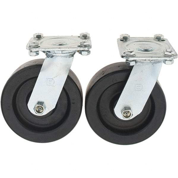 Value Collection - 6" Diam x 2" Wide x 7-39/64" OAH Top Plate Mount Swivel Caster - Polypropylene, 1,000 Lb Capacity, Sleeve Bearing, 3-7/8 x 4-1/2" Plate - USA Tool & Supply