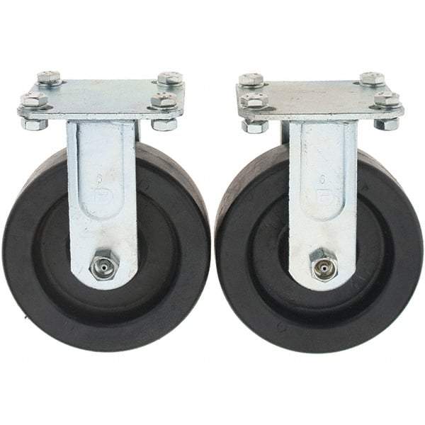 Value Collection - 6" Diam x 2" Wide x 7-39/64" OAH Top Plate Mount Rigid Caster - Polypropylene, 1,000 Lb Capacity, Sleeve Bearing, 3-7/8 x 4-1/2" Plate - USA Tool & Supply