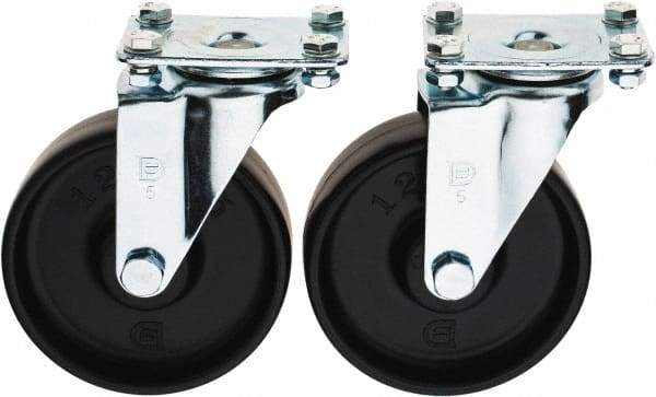Value Collection - 5" Diam x 1-1/4" Wide x 6-15/64" OAH Top Plate Mount Swivel Caster - Polypropylene, 250 Lb Capacity, Sleeve Bearing, 2-1/2 x 3-3/4" Plate - USA Tool & Supply