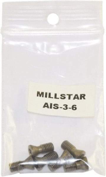 Millstar - Torx Insert Screw for Indexable Milling Cutters - M12 Thread, Industry Std AIS-3-6, For Use with End Mills - USA Tool & Supply