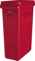 Rubbermaid - 23 Gal Red Rectangle Trash Can - Polyethylene, None Graphic, 30" High x 22" Long x 11" Wide, Lid Not Included - USA Tool & Supply