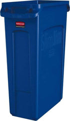 Rubbermaid - 23 Gal Blue Rectangle Trash Can - Polyethylene, None Graphic, 30" High x 22" Long x 11" Wide, Lid Not Included - USA Tool & Supply