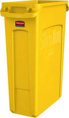 Rubbermaid - 23 Gal Yellow Rectangle Trash Can - Polyethylene, None Graphic, 30" High x 22" Long x 11" Wide, Lid Not Included - USA Tool & Supply