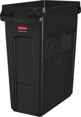 Rubbermaid - 16 Gal Black Rectangle Trash Can - Polyethylene, None Graphic, 25" High x 22" Long x 11" Wide, Lid Not Included - USA Tool & Supply