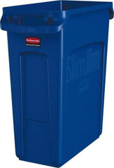 Rubbermaid - 16 Gal Blue Rectangle Trash Can - Polyethylene, None Graphic, 25" High x 22" Long x 11" Wide, Lid Not Included - USA Tool & Supply