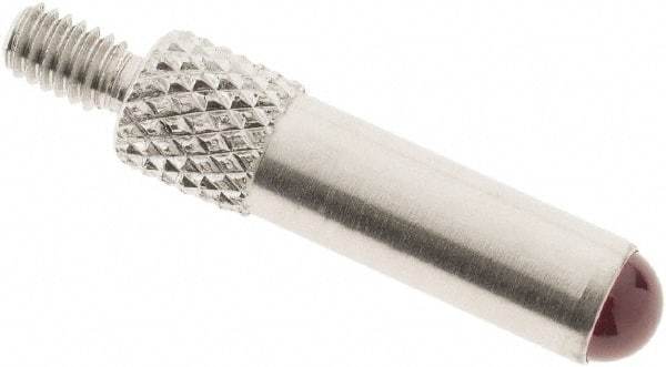 SPI - #4-48, 4mm Ball Diam, Ruby Cupped Ball Contact Point - 3/4" Contact Point Length, Use with Dial Indicators - USA Tool & Supply