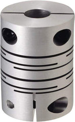 NBK - 8 to 9.525mm Bore, Clamp Style One Piece Slit Type Flexible Coupling - 25mm OD, 31mm OAL, Aluminum Alloy, Clamp Style - USA Tool & Supply