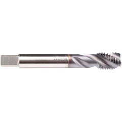Emuge - 7/8-9 UNC 4 Flute 2B/3B Modified Bottoming Spiral Flute Tap - High Speed Steel, TiCN Finish, 5.512" OAL, Right Hand Flute, Right Hand Thread, Series CU539300 - USA Tool & Supply