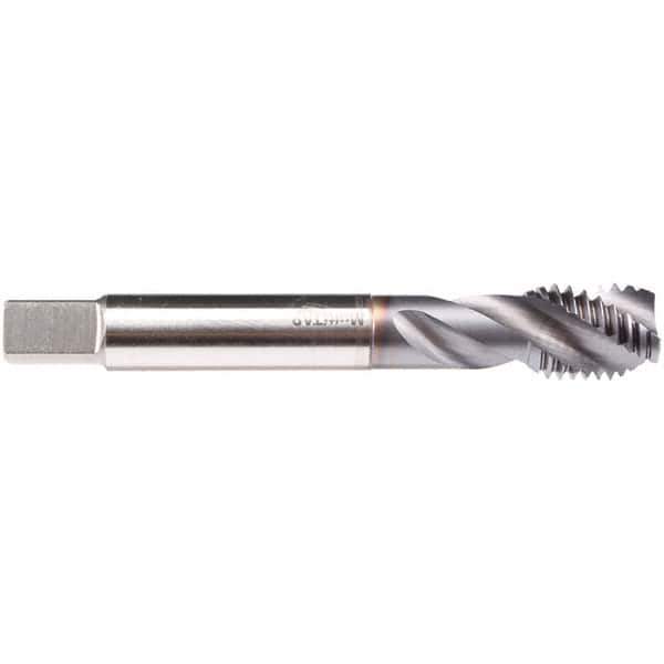 Emuge - 1-12 UNF 4 Flute 2B/3B Modified Bottoming Spiral Flute Tap - High Speed Steel, TiCN Finish, 6.299" OAL, Right Hand Flute, Right Hand Thread, Series CU539300 - USA Tool & Supply