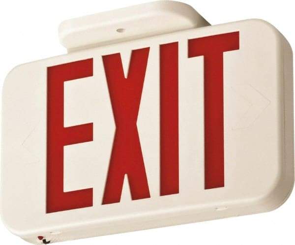 Lithonia Lighting - 1 Face, 0.8 Watt, White, Thermoplastic, LED, Illuminated Exit Sign - 120/277 VAC, Nickel Cadmium, Surface Mounted, Wall Mounted - USA Tool & Supply