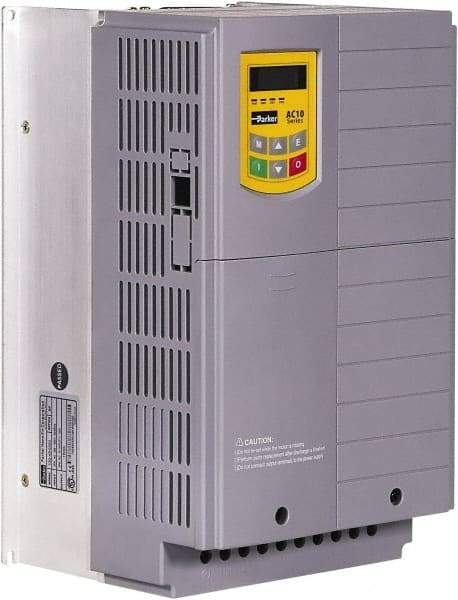 Parker - Three Phase, 480 Volt, 30 hp, Variable Frequency Drive - 8.07" Wide x 7.71" Deep x 13" High, IP20 - USA Tool & Supply