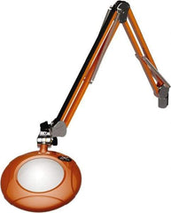 O.C. White - 43 Inch, Spring Suspension, Clamp on, LED, Brilliant Orange, Magnifying Task Light - 8 Watt, 7.5 and 15 Volt, 2x Magnification, 5 Inch Long - USA Tool & Supply