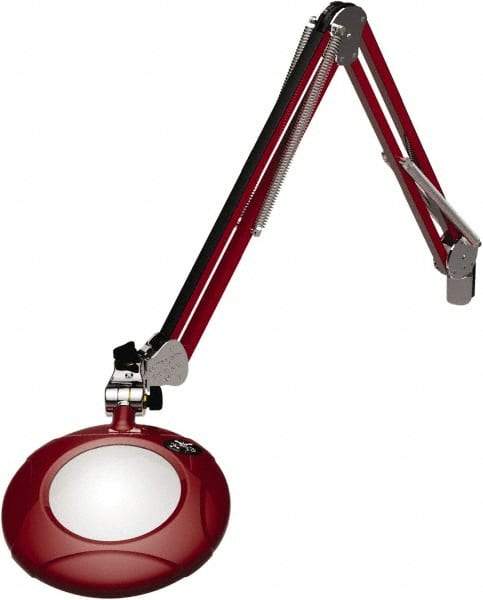 O.C. White - 43 Inch, Spring Suspension, Clamp on, LED, Blaze Red, Magnifying Task Light - 8 Watt, 7.5 and 15 Volt, 2x Magnification, 5 Inch Long - USA Tool & Supply