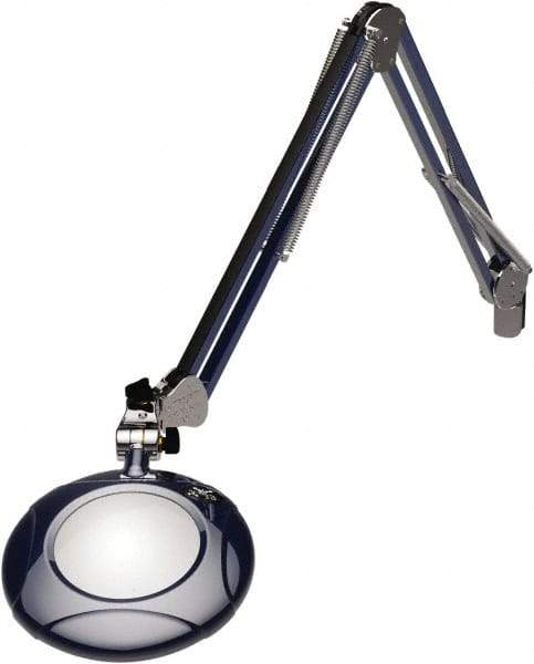 O.C. White - 43 Inch, Spring Suspension, Clamp on, LED, Spectre Blue, Magnifying Task Light - 8 Watt, 7.5 and 15 Volt, 2x Magnification, 5 Inch Long - USA Tool & Supply