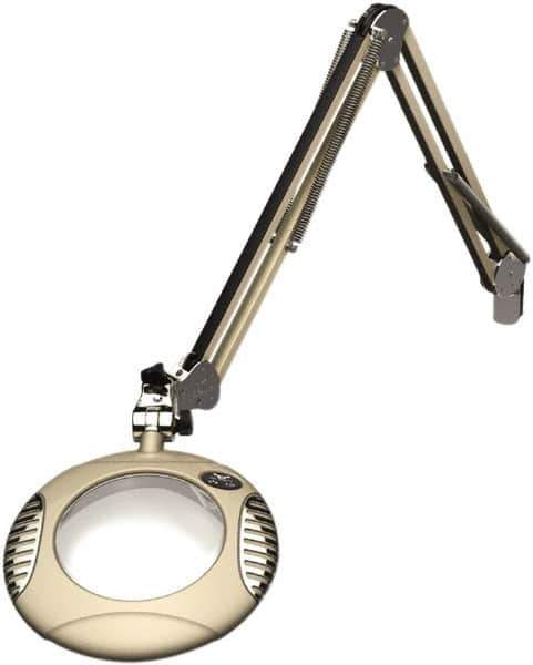 O.C. White - 43 Inch, Spring Suspension, Clamp on, LED, White, Magnifying Task Light - 8 Watt, 7.5 and 15 Volt, 2x Magnification, 6 Inch Long - USA Tool & Supply