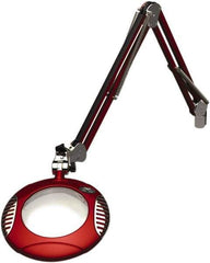 O.C. White - 43 Inch, Spring Suspension, Clamp on, LED, Blaze Red, Magnifying Task Light - 8 Watt, 7.5 and 15 Volt, 2x Magnification, 6 Inch Long - USA Tool & Supply