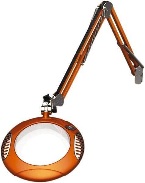 O.C. White - 43 Inch, Spring Suspension, Clamp on, LED, Brilliant Orange, Magnifying Task Light - 8 Watt, 7.5 and 15 Volt, 2x Magnification, 5-1/4 Inch Wide, 7-1/2 Inch Long - USA Tool & Supply