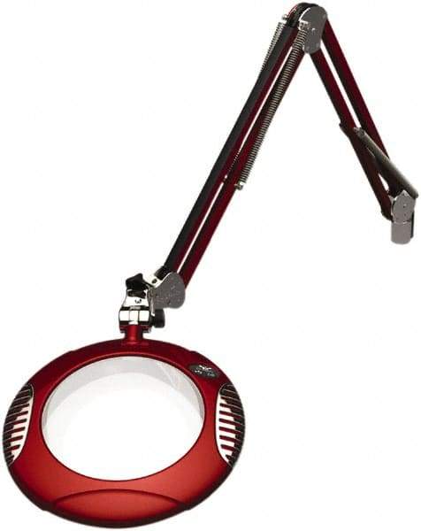 O.C. White - 43 Inch, Spring Suspension, Clamp on, LED, Blaze Red, Magnifying Task Light - 8 Watt, 7.5 and 15 Volt, 2x Magnification, 5-1/4 Inch Wide, 7-1/2 Inch Long - USA Tool & Supply