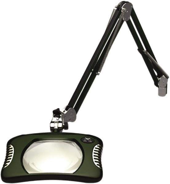 O.C. White - 43 Inch, Spring Suspension, Clamp on, LED, Racing Green, Magnifying Task Light - 8 Watt, 7.5 and 15 Volt, 2x Magnification, 5-1/4 Inch Wide, 7 Inch Long - USA Tool & Supply